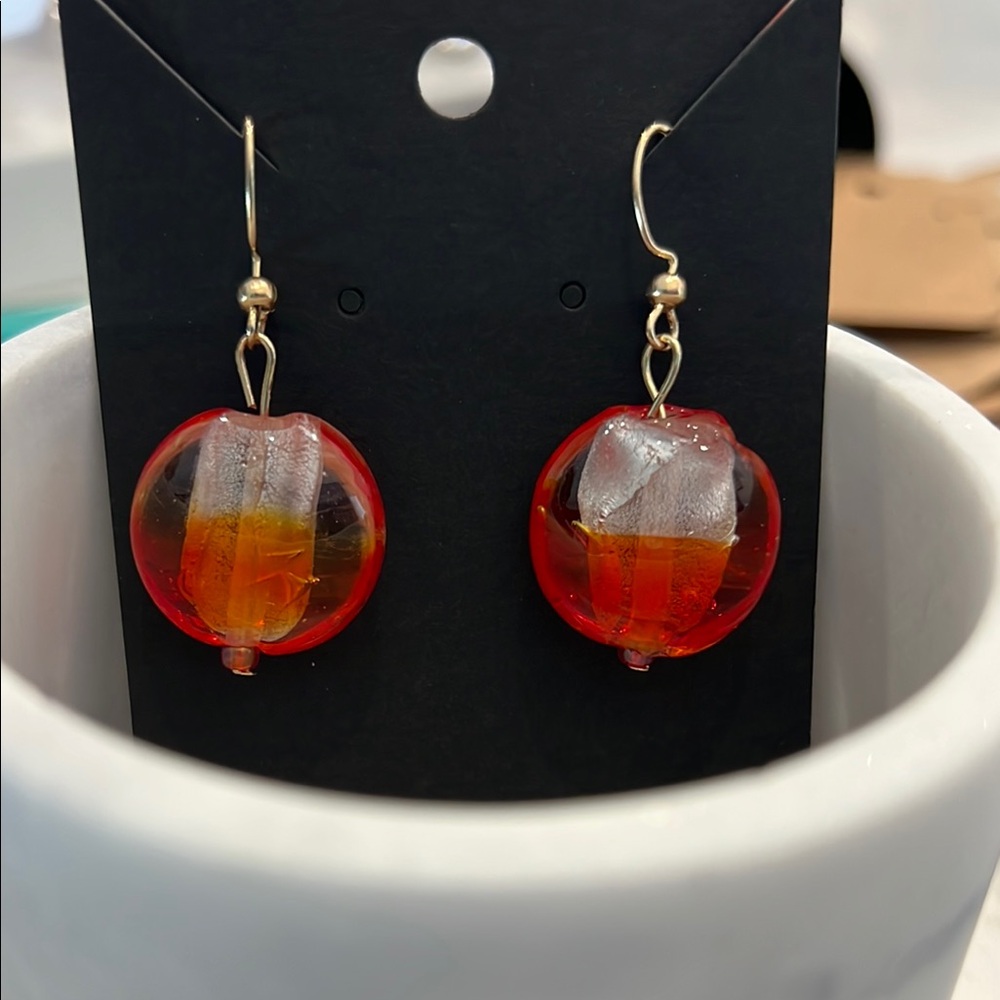 Radiant Red and Gold Beaded Earrings